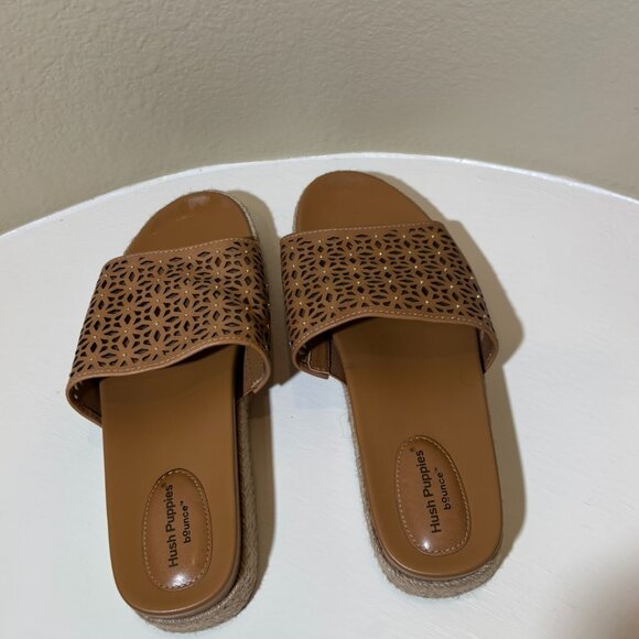 🐶Hush Puppies Lady Espadrille Platform Sandal Cognac Tan Size 8.5 - Picture 4 of 6